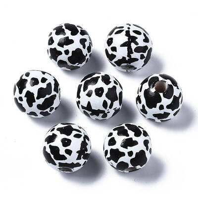 Painted Natural Wood European Beads