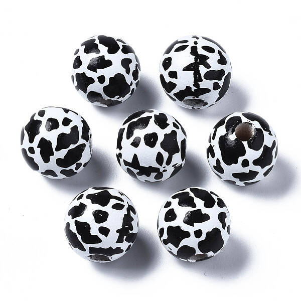 Painted Natural Wood European Beads