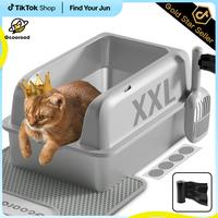 【Find Your Jun】Geoorood XXL Cat Litter Box Stainless Steel 20L with Lid,  XL Large Metal Litter Box High Sided Design,Ant...