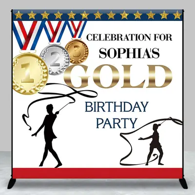 Olympics Celebrate Gold Custom Birthday Backdrop