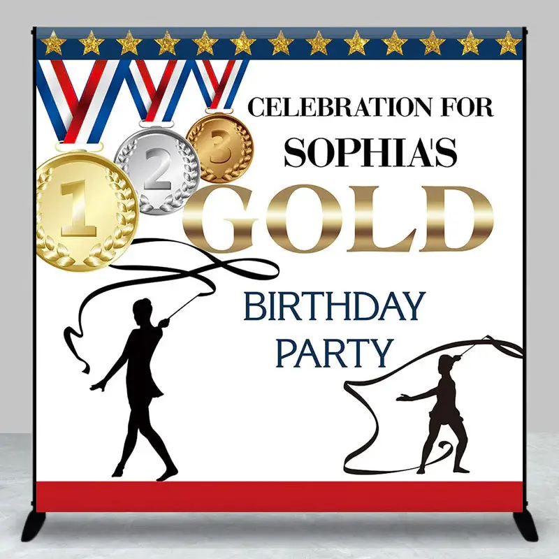 Olympics Celebrate Gold Custom Birthday Backdrop