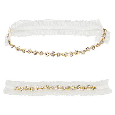 2Pcs Flower Pattern Polyester Lace Elastic Bridal Garters