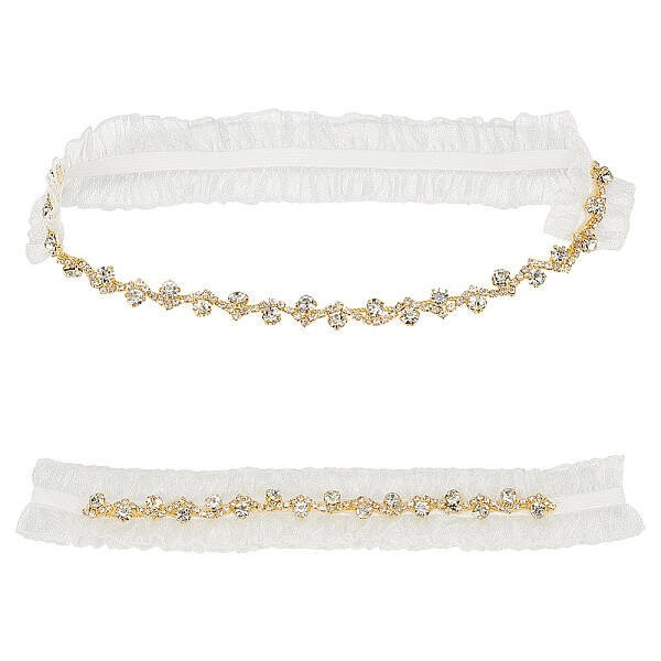 2Pcs Flower Pattern Polyester Lace Elastic Bridal Garters