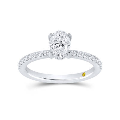 Kyoto Hidden Halo Oval Lab Grown Diamond Engagement Ring | 18K White Gold 3 3/4 CT. TW.