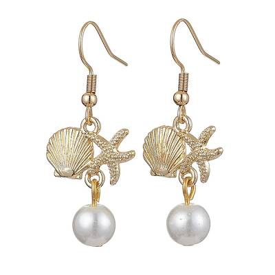 Starfish and Shell Shape Alloy Dangle Earrings