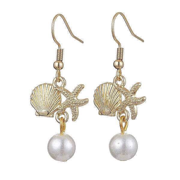 Starfish and Shell Shape Alloy Dangle Earrings