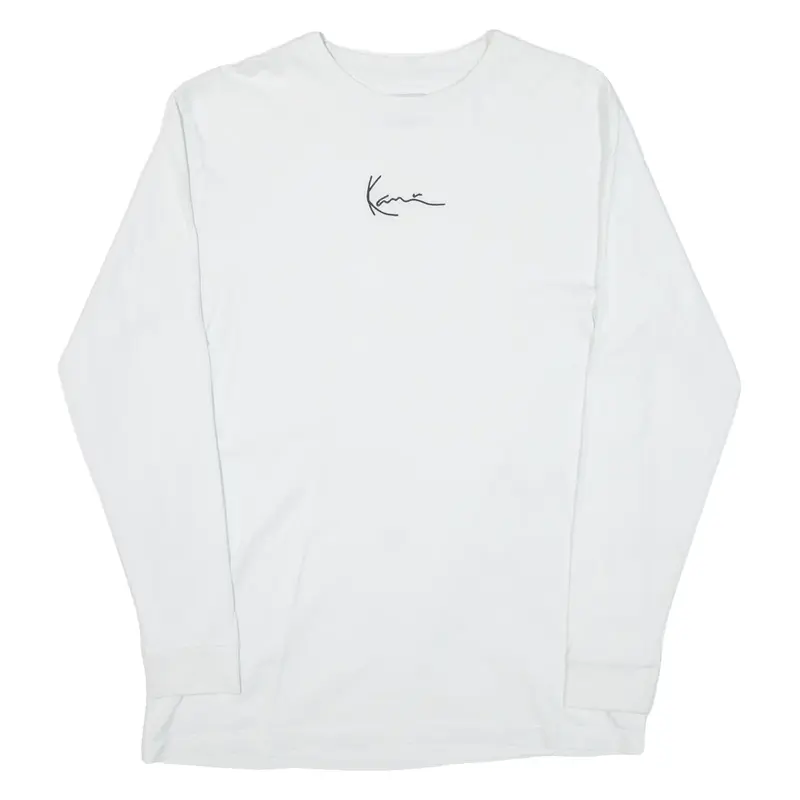 KARL KANI Mens T-Shirt White Long Sleeve Crew Neck M