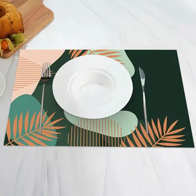 Leaves Green Flesh Color Orange Set Of 4 Placemats - Aperturee