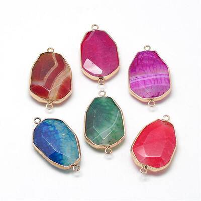 Natural Crackle Agate Links connectors
