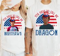 Step Brothers Couple 4th Of July Shirt, Dale Doback You Have To Call Me Dragon, NightHawk ,Boats Hoes And Freedom Parody Step...