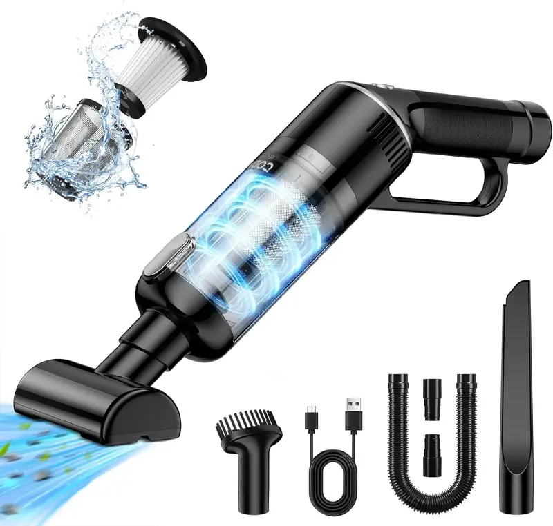 CODN Handheld Vacuum Cleaner, 15000PA Cordless Car Vacuum Cleaner with 4 Kinds of Nozzles, Portable Handheld Vacuum for Car H...