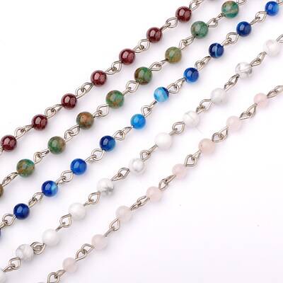 Handmade Gemstone Beads Chains for Necklaces Bracelets Making