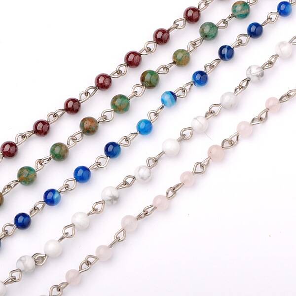 Handmade Gemstone Beads Chains for Necklaces Bracelets Making