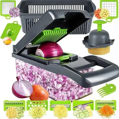 15 in 1 Multifunctional Vegetable Chopper, Durable Vegetable Slicer, Garlic Chopper, Onion Potato Grater, Vegetable Cutting M...