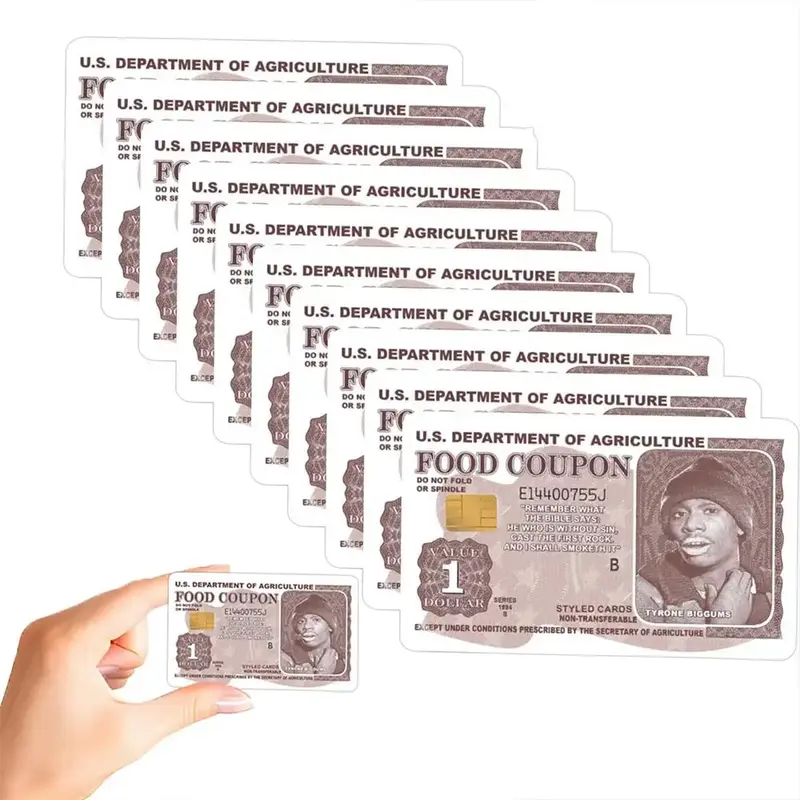 Funny Food Stamp Pattern Credit Card Skin, 10pcs Waterproof & Anti-scratch Credit Card Sticker, Personalized Credit Card Ski...