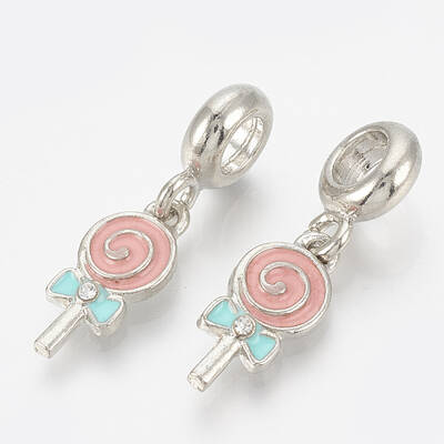 Alloy Rhinestone European Dangle Charms