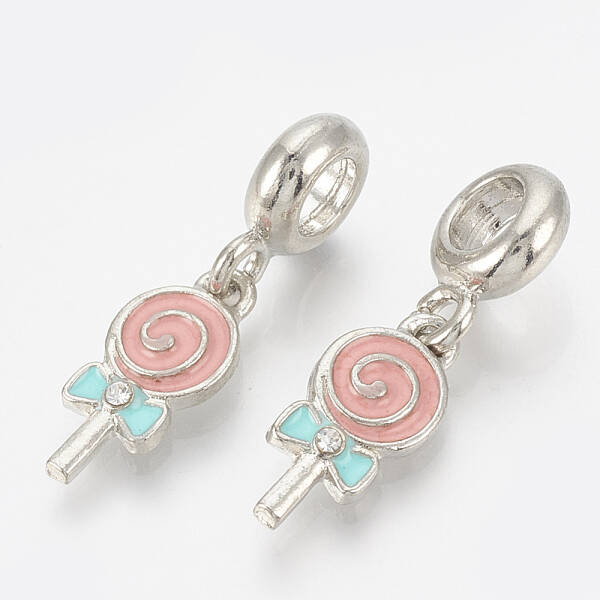 Alloy Rhinestone European Dangle Charms