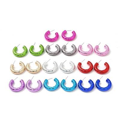 Textured Acrylic Ring Stud Earrings
