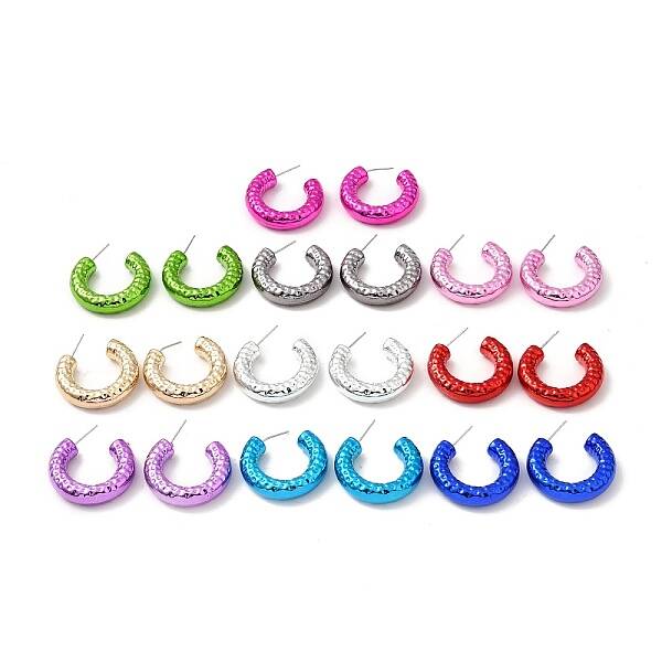 Textured Acrylic Ring Stud Earrings