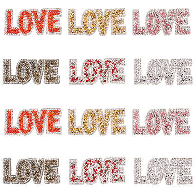 12Pcs 6 Colors Valentine's Day Theme Word LOVE Hotfix Rhinestone