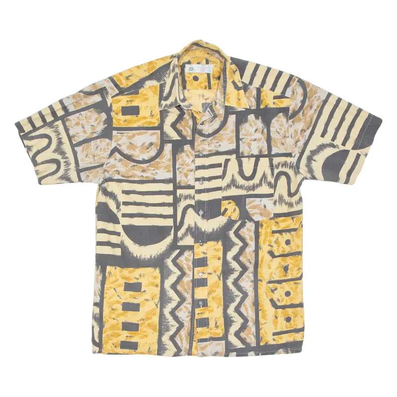NEW FAST Mens Shirt Yellow Crazy Pattern M