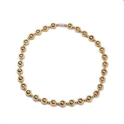 Synthetic Hematite & Brass Column Beaded Necklace with Magnetic Clasps