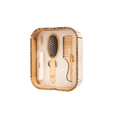 Tek - Hair Pleasure Set, Wooden Brush and Comb, Medium Hair