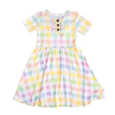 Winnie Pastel Plaid TUTU DRESS Bamboo Girls Toddler Easter Plaid Knee Length Dress Gigi and Max