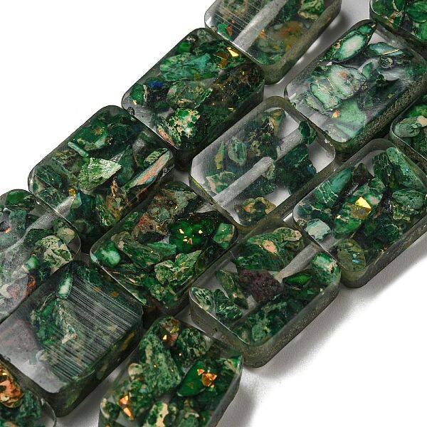 Dyed Natural Imperial Jasper with Resin Beads Strands