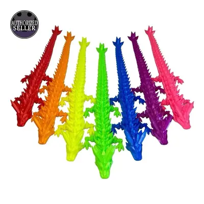 Durable Crystal Flexi-Dragon – Articulated Toy That Floats – 3D Printed in Rainbow – Small to MEGA Sizes