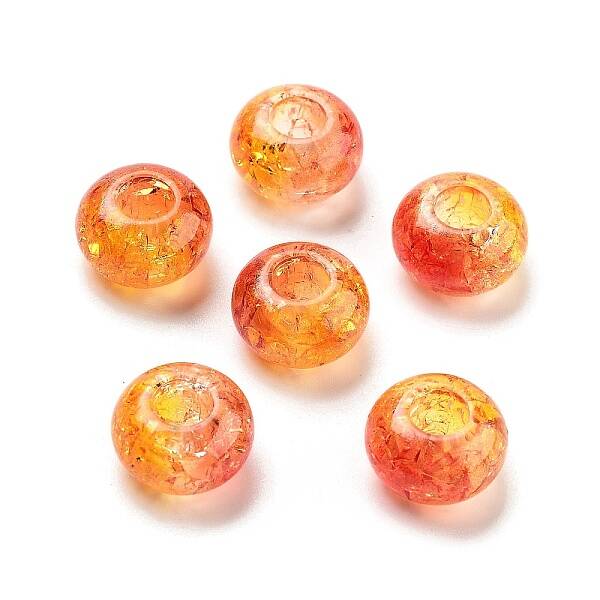 Two Tone Transparent Crackle Acrylic European Beads