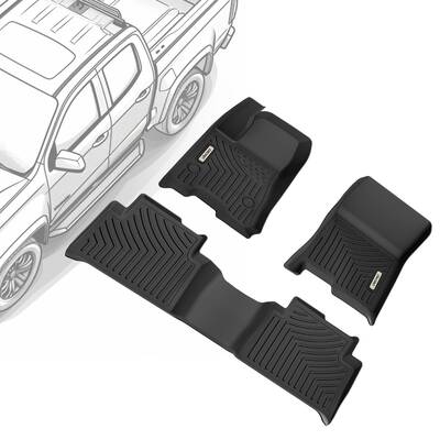 OEDRO Floor Mats Compatible for 2023-2025 Chevy Colorado Crew Cab/GMC Canyon Crew Cab, TPE All-Weather Guard Includes 1st and...