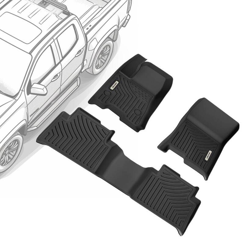 OEDRO Floor Mats Compatible for 2023-2025 Chevy Colorado Crew Cab/GMC Canyon Crew Cab, TPE All-Weather Guard Includes 1st and...
