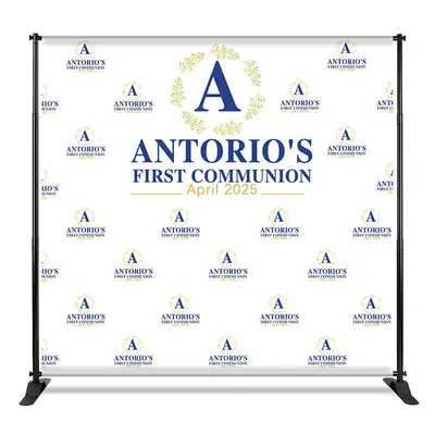 Aperturee Custom Blue Words Step And Repeat Baptism Backdrop, 4X8FT(1.2X2.5M), 42 USD, step and repeat backdrops, CF1_DZYM5M2...