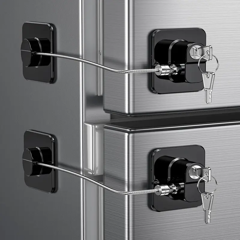 Upgraded Refrigerator Lock, 2 Pack Fridge Locks Freezer Lock with Keys, Secure Home Child Safety Locks, Adhesive Window Restr...