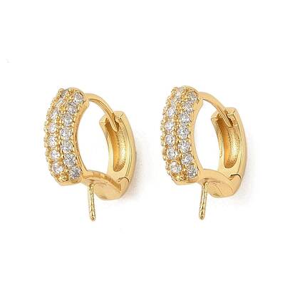 925 Sterling Silver with  Micro Pave Cubic Zirconia Hoop Earrings Findings