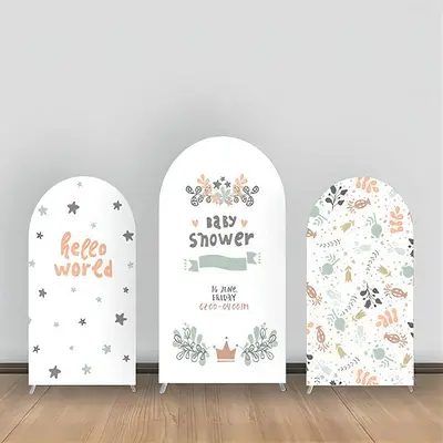 Leaves Flowers Pattern Baby Shower Arch Backdrop Kit - Aperturee