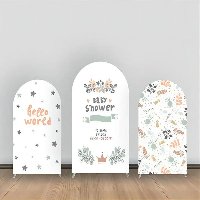 Leaves Flowers Pattern Baby Shower Arch Backdrop Kit - Aperturee