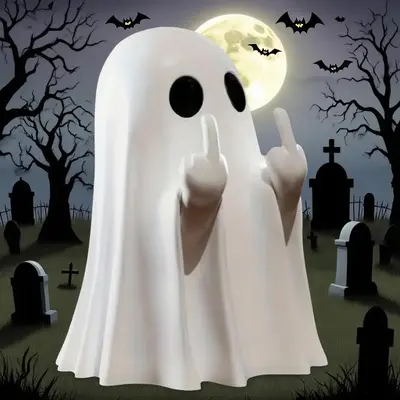 Halloween Ghost Figurine - Spooky Resin Middle Finger Statue, Cute Decor for Halloween Decorations, Porch and Indoor Spooky H...