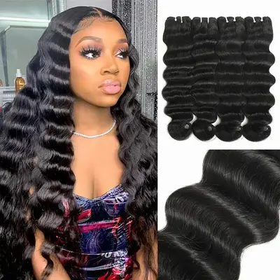 Karlami Loose Deep Wave Bundles 100% Brazilian Virgin Human Hair 3/4 Body Wave Bundles 12A Grade Double Weft Super Soft True ...