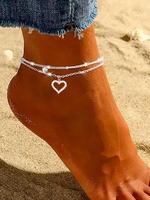 Women's Elegant Heart Design Anklet, Exquisite Trendy Anklet, Fashionable Body Jewelry for Women & Girls for Daily & Party De...