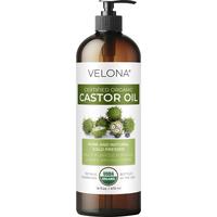 velona USDA Certified Organic Castor Oil - 16 fl oz (With Pump) | For Hair Growth, Boost Eyelashes, Eyebrows | Cold pressed, ...