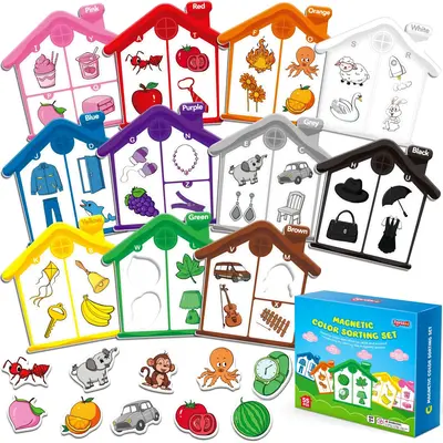 Magnetic Color Sorting Toys Alphabet Games Recognition Color Shape Matching Fridge Magnets, Learning Activity Magnets for Ref...