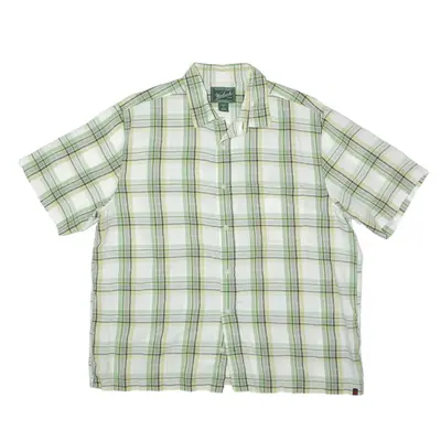WOOLRICH Shirt Green Check Short Sleeve Mens XL