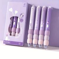 Cute Cartoon Design Gel Pen (4 Counts/set), Erasable Soft Grip Gel Pen, Writing Pen for School & Office, Stationery Supplies