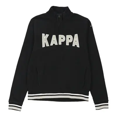 Kappa Spellout 1/4 Zip - Medium Black Cotton Blend