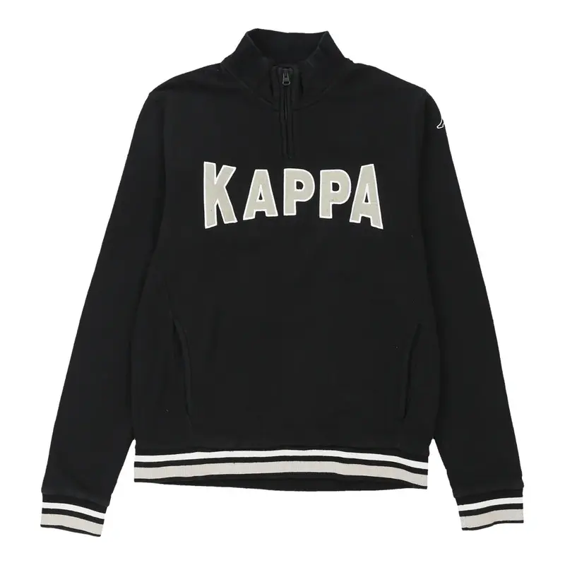 Kappa Spellout 1/4 Zip - Medium Black Cotton Blend