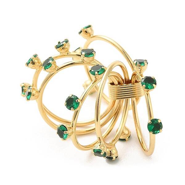 Brass Micro Pave Cubic Zirconia Finger Rings