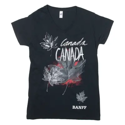GILDAN Canada Womens T-Shirt Black V-Neck XL