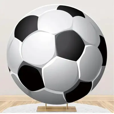 Black White Lifelike Football Circle Party Backdrop - Aperturee